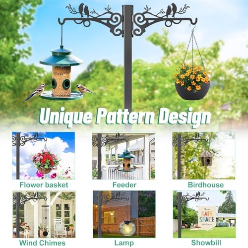 Garden Hose Holder for Outside,Water Hose Holders with 2 Bird Statue Shepherds Hooks & 5 Spikes,Double-Sided Freestanding Hose Stand Heavy Duty Hose Storage Rack for Outdoor Yard Lawn Farm - Image 4