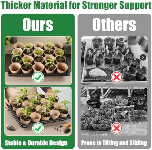 RooTrimmer 20 Cell Plant Trays for Carrying 3 inch Round Nursery Pots, Sturdy Plastic Trays Suitable for Holding 200 pcs Peat Pots (10 Packs - Trays Only, Pots Not Included) - Image 4