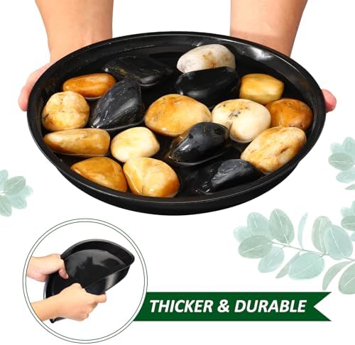PATIKIL 5 Pack Large Plastic Plant Saucer, 22 Inch Plant Tray for Pots Round Plant Dish Plant Drip Trays Water Tray for Indoors Outdoors Garden, Black - Image 5