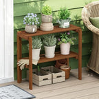 Furinno TIOMAN Plant Shelf, 2-Tier Plant Stand, Display Shelf, for Multiple Pot, Easy Toolless Assembly, Patio, Balcony, Garden, Natural - Image 2