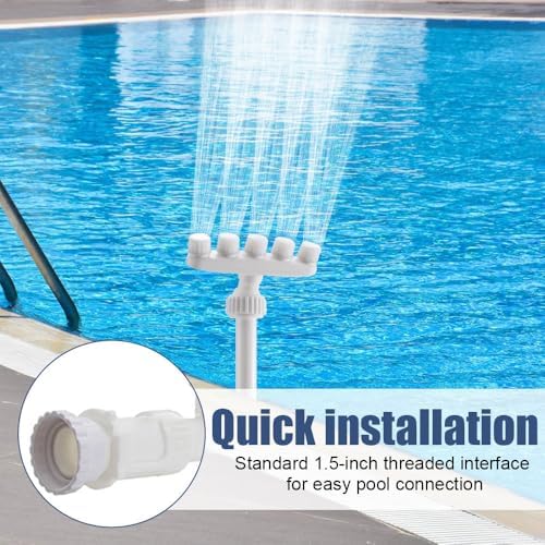 Pool Fountain,Adjustable Spray Direction Pool Sprinkler Fountain with 5 Water Nozzles for Above Ground Inground Pools Cooling - Image 6