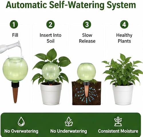 Large Plant Watering Ball 17.6 oz- Top-Fill-Self Water Planter Indoor/Outdoor Plastic Slow-Release Water Ball Terracotta for Plants (4, Pink) - Image 2