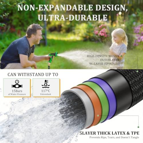 Non-Expandable Garden Hose 75FT, Lightweight Flexible Water Hose - Image 6