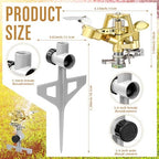 Chengu 4 Pack Adjustable Impact Water Lawn Sprinkler, Heavy Duty Sprinkler Head and Zinc Alloy Spike Base for Large Area Grass Yards Garden Irrigation - Image 2