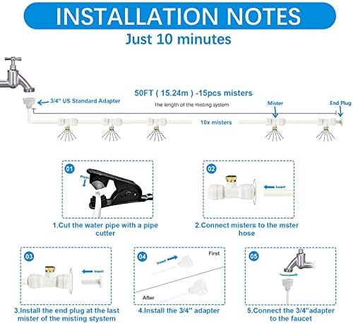Misters for Outside Patio,White Misting System for Cooling Outdoor,50Ft|15M - Image 5