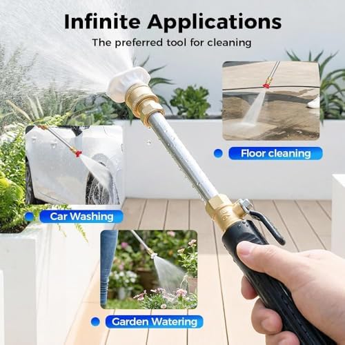 Jet Nozzle Power Washer, Includes 3 Pressure Nozzles and Quick Connectors, New Pressure Washer, Spray Nozzle for Garden Patio Outdoor Cleaning (Grey 1 Pcs) - Image 5