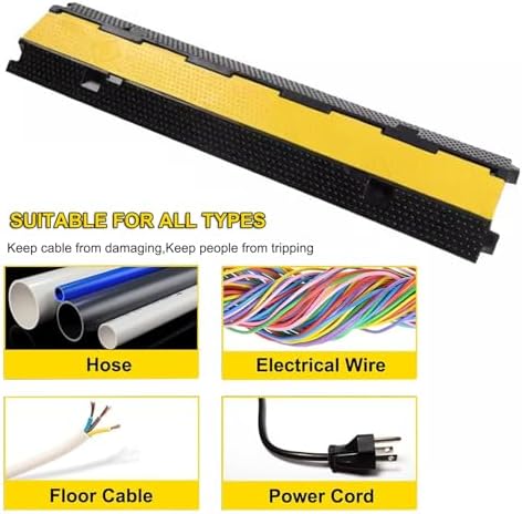 Cable Protector Ramp 1 Channel Rubber Cable Protection Ramp, Garden Hose Protector for Driveway， 18000lb Axle Capacity Cord Cable Protector - Image 6
