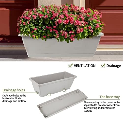 8pcs Window Box Planter,Rectangle Plastic Vegetable Flower Planters Boxes - Image 6