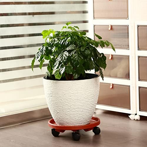 5 Packs Large Plant Caddy with Wheels 13" Rolling Wheeled Plant Stands Heavy-duty Plastic Flower Pot Roller Base Movers Indoor Outdoor Planter Dolly with Casters Trolley, Red - Image 5