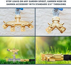 Morvat Heavy Duty Brass Garden Hose 4 Way Splitter with Comfort Grip ON/OFF Valves, Includes Mounting Kit PLUS 4 Pack Brass Garden Hose Cap Plug, 3/4" Threading, Includes 8 Extra Rubber Washers & Tape - Image 6