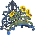 Cast Iron Garden Hose Holder Wall Mount, Rustic Heavy Duty Water Hose Hanger, Decorative Vintage Hose Reel Organizer for Outside Garden Yard Patio, Painted Sunflower Design by RIXIGOOD