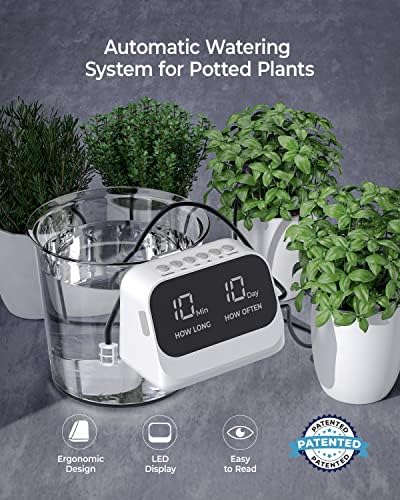 Automatic Watering System for Potted Plants, Plant Waterer, DIY Drip Irrigation Kit with Smart Timer, Waterproof LED Display & Large Capacity Battery, Precise Distribution of Water (White) - Image 2