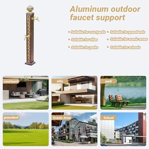 Outdoor Retro Post Faucet Freestanding Garden Hose Holder Outdoor Retro Post Faucet for Garden Farm Pasture Backyard Irrigation Washing(B) - Image 7