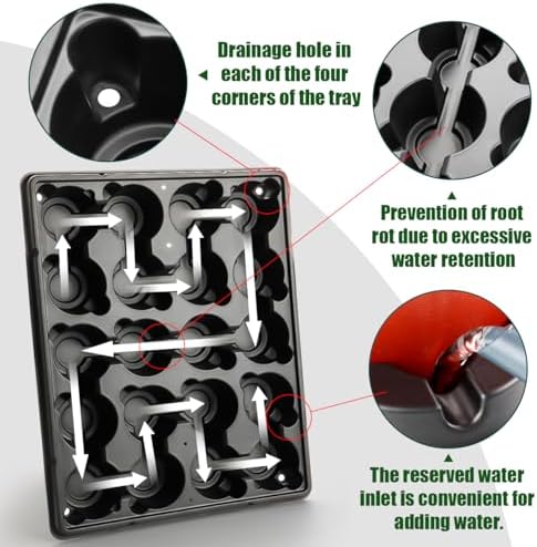 RooTrimmer 20 Cell Plant Trays for Carrying 3 inch Round Nursery Pots, Sturdy Plastic Trays Suitable for Holding 100 pcs Peat Pots ((5 Packs - Trays Only, Pots Not Included)) - Image 3