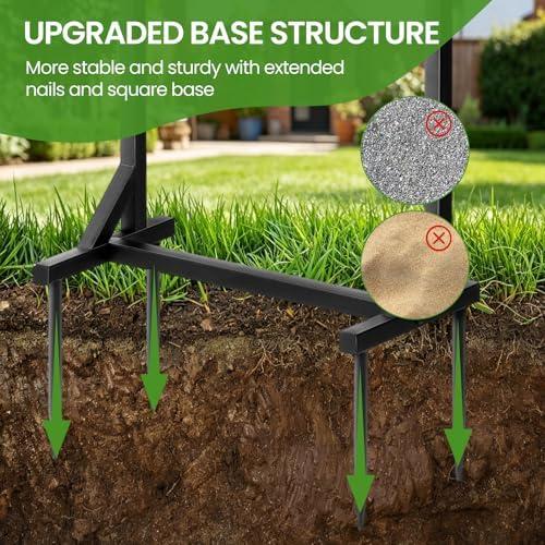Garden Hose Holder, Heavy Duty Freestanding Hose Stand Holds 160FT with 4-Spike Stable Base, Metal Hose Hanger with Storage Basket for Yard, Lawn, Garden - Image 7