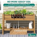 YITAHOME Raised Garden Bed Outdoor HDPE with Shelf, 48x18x30in Poly-Wood Weather-Resistant Elevated Planter Box with Legs for Vegetable Flower, Herb Garden Bed for Backyard Balcony Garden, Brown - Image 4
