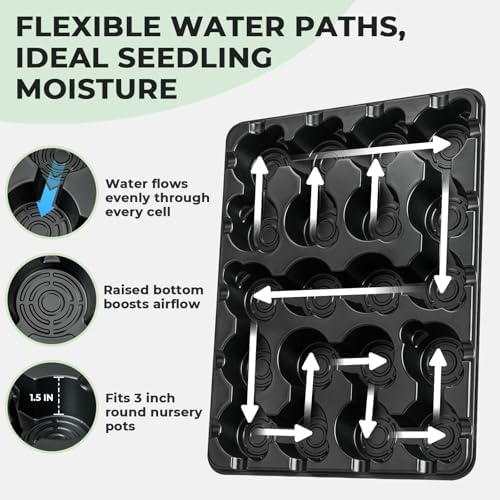 homenote 2 Pack 20 Cell Seed Starting Trays with 40 Clear 3 Inch Plant Pots - Image 6