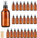 Vitreaux 24 Pack 4 oz Amber Glass Spray Bottles Small,Empty Refillable Brown Glass Spray Bottle for Essential Oils,Fine Mist Bottles for Face,Hair,Travel,Perfumes,Plants,Cleaning Solutions by Unknown