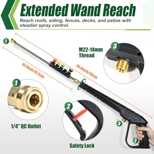 Pressure Washer Gun and Hose, 25 FT Hose with Extension Wand - Image 3