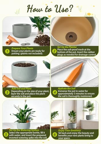 Ceramic Planters - House Grey-Blue Big Plant Pot, Set of 2 - Image 4