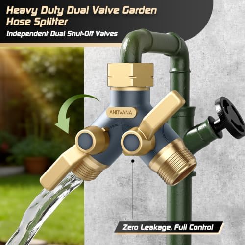 Hose Splitter 2 Way Heavy Duty, Garden Hose Splitter- Full Metal Body Y Type with Dual Shut Off Valves, 3/4" Standard Threads, Leak-Proof Dual Outlet Splitter for Sprinklers and Irrigation Systems - Image 5