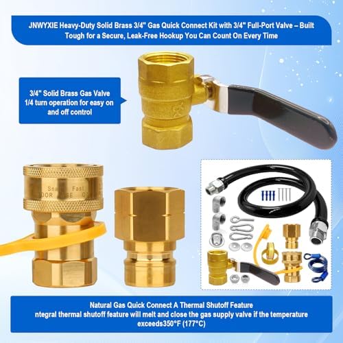 1675KIT48 Safety System Kit, 48" Commercial Gas Hose Connector Kit with 3/4" Quick Disconnect,Gas Line Hose for Kitchen Equipment Commercial Standard Gas Connector,Full Port Valve,Restraining Devices. - Image 2