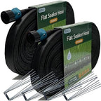 Secbulk 2026 Flat Soaker Hose 150 ft with Stakes for Garden, 75ft x 2 Linkable Drip Hose Diy Garden Irrigation System Saving 80% Water, Dual-layer Leak-free Design Water Hose with Holes by Secbulk