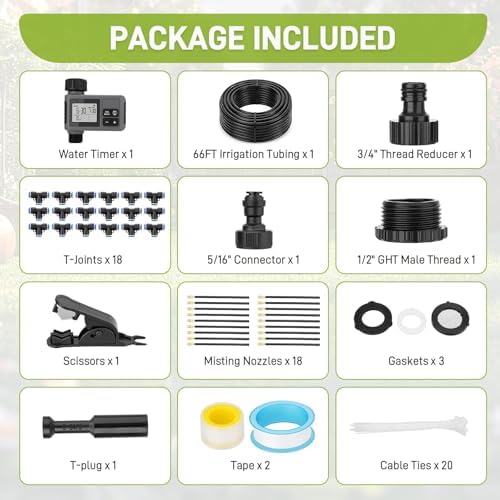 66FT Drip Irrigation System with Water Timer, Automatic Garden Watering Kit - Image 6