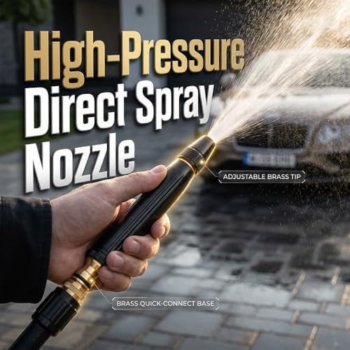 Heavy Duty High Pressure Hose Nozzle, 2026 New 8X Booster Car Wash Water Gun with Adjustable Spray (Jet/Mist/Shower), Copper Alloy, Tool-Free Setup – for Garden, Lawn, Plant Watering (2PCS) - Image 5