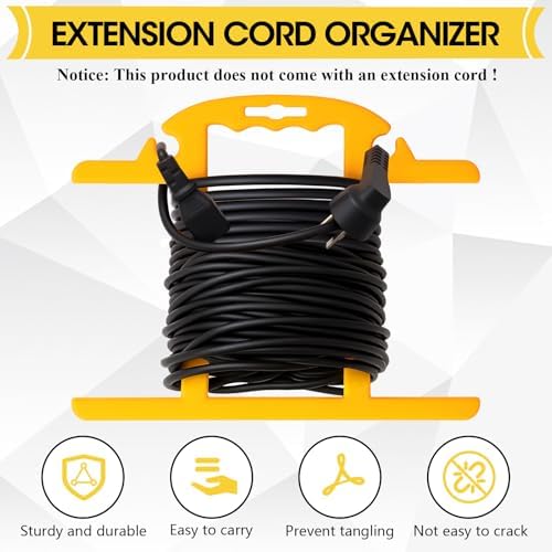 Ripeng 8 Pcs Heavy Duty Extension Cord and Hose Reel with Carrying Handle, Durable ABS H-shape Design Fits 100ft Cord Cable or Water Hose, 50ft Soaker Tube Management (Yellow) - Image 3