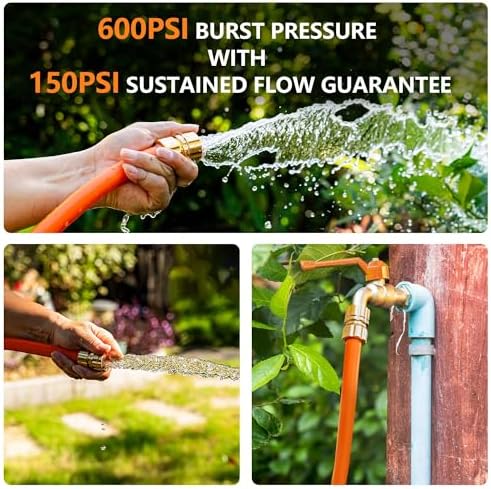 Garden Hose 100ft x 5/8", Custom Length, -40°F to 150°F, All-weather, NO Kink, Flexible, 600 Burst PSI, Leakproof Water Hose with Additional Customizable Solid GHT Fittings - Image 6