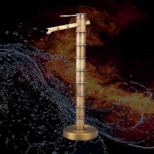 Outdoor Brass Water Column, Retro Bamboo Style Cold Water Tap, Brass Tap Post Adjustable Height Rust-Resistant Freezing for Backyard, Patio, Garden(Size:51.5cm/20in) - Image 4