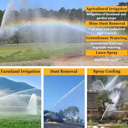 2" Farm Irrigation Sprinklers, Tripod Sprinkler with Pressure Gauge, 360°Adjustable Large-Area Watering Spray, Flange Connection, for Farmland, Farm Irrigation, Industrial Dust Removal - Image 2