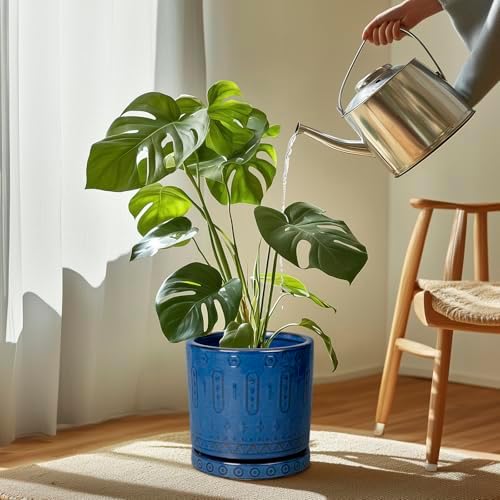 Eightpot Plant Saucer 9.3 Inch - Ceramic Plant Saucer for Indoors Outdoors Plant Water Catcher Tray Plant Drainage Tray Decorative Flower Pot Saucer Plant Plates Blue - Image 2
