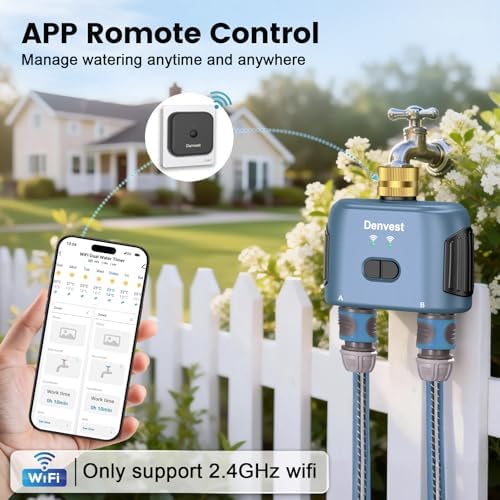 WiFi Water Timer for Garden Hose with Brass Inlet,Smart Hose Timer with WiFi Hub, APP & Voice Control,Up to 20 Watering Plans, 2-Zone Sprinkler Drip Irrigation System Controller for Yard Lawn Watering - Image 3