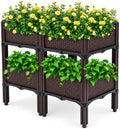 DYRABREST Set of 4 Raised Garden Bed Self-Watering Plastic Planter Box Stand with Legs, Sun and Frost Resistant Planter Outdoor Vegetable Growing Bed for Flower Herb Backyard, Patio, Balcony by DYRABREST