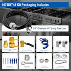 1675KIT48 Safety System Kit, 48" Mobile Gas Hose Connector with 2 Elbows, 3/4" Quick Disconnect, 3/4" Gas Flex Line & Gas Valve, Quick Connect & Disconnect for Commercial Kitchen Equipment. - Image 3