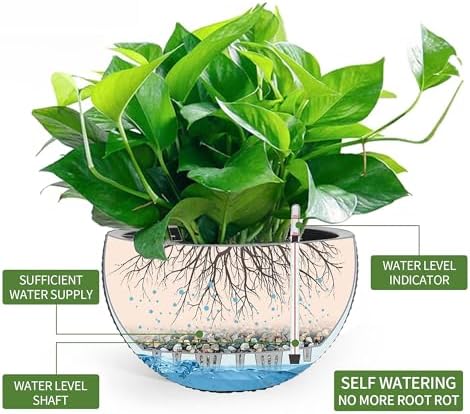 Dexceder 10.5 Inch Self Watering Hanging Planter (Gray) - Image 2