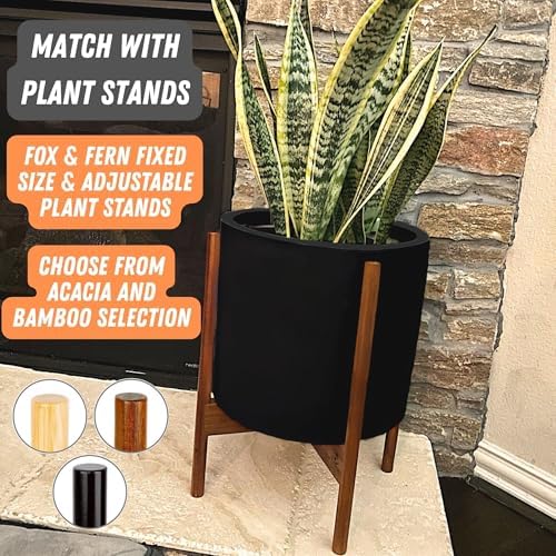 Fox & Fern Large Planter for Indoor or Outdoor, Black Matte, 12 Inch - Image 7