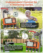 Sprinkler Timer 4 Zone with Brass Inlet Water Timer for Garden - Image 4