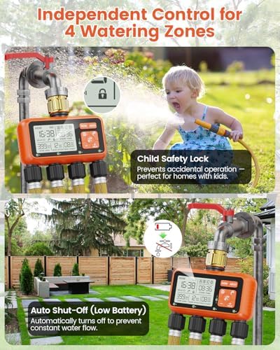 Sprinkler Timer 4 Zone with Brass Inlet Water Timer for Garden - Image 4