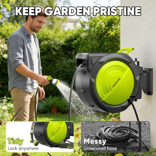 110 FT 1/2" Retractable Garden Hose Reel, Wall Mount - Image 3