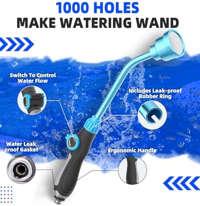 DTRK Watering Wand 19 Inch Detachable Sprayer Wand 1000 Holes Garden Hose Wand with Thumb Flow Control for Hanging Baskets, Plants, Flowers, Shrubs, Seedbed,Garden and Lawn - Image 3