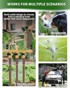 Garden Hose Splitter, 5 Way Heavy Duty Brass hose splitter, Water Hose Bib Spigot Splitter with 0.59" Full Flow Ball Valve Outlet & Shut-Off Valve 3/4'' Connector Outdoor Water Faucet Adapter - Image 7