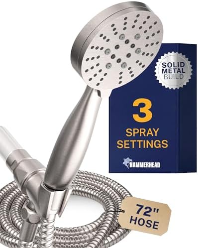 HammerHead Metal 3-Spray Shower Head with Handheld High Pressure, Long Hose by HammerHeadShowers