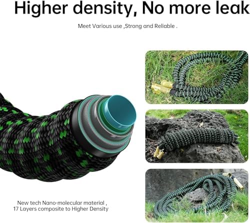 75 ft Expandable Garden Hose - Flexible Water Hose with 10 Spray Nozzle - Car Wash Hose with 3/4" Solid Brass Connector - Flexible Expanding Hose with 10 Pattern Spray Nozzle - Image 5