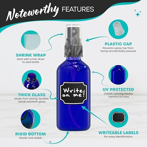 Nevlers Blue Glass Small Spray Bottle 2 Oz Set | Travel Spray Bottle 48 PK - Image 2