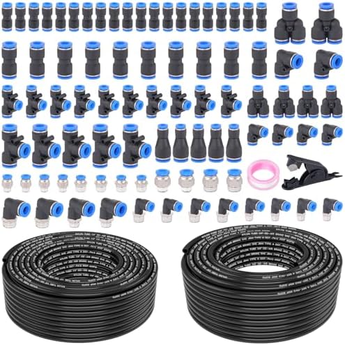 90 Pcs 100FT 1/4" 3/8" DOT Air Line with Quick Connect Air Fittings by XaXmTee