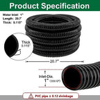 LONGRUN Pond Tubing 1 Inch Diameter, 20.7 Feet Long Corrugated Flexible Hose Pipe with Clamps Pipe Fittings, Pool PVC Tube for Garden Ponds Waterfalls Camping Caravans Filters Drainage Marine - Image 3