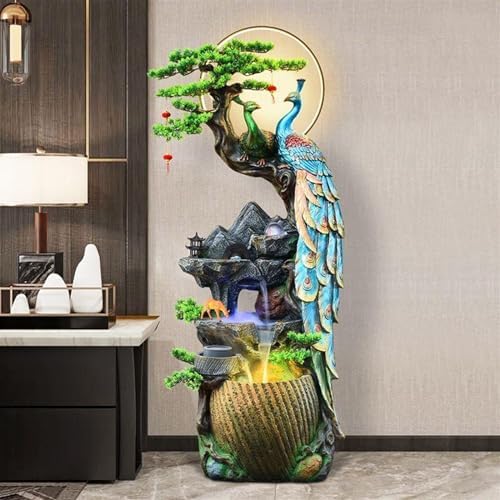 Garden Water Fountain Water Fountain Decor, Peacock with LED Glass Color Changing Globe, for Home/Office, Living Room Decorative Fountains Outdoor Water Fountain for Garden(Small) - Image 5